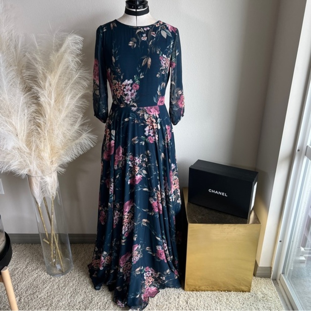 NWT Yumi Kim Woodstock Navy Blue Floral Maxi Dress